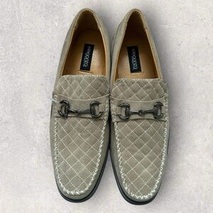 Quilted Suede Horsebit Loafers Taupe Size 11